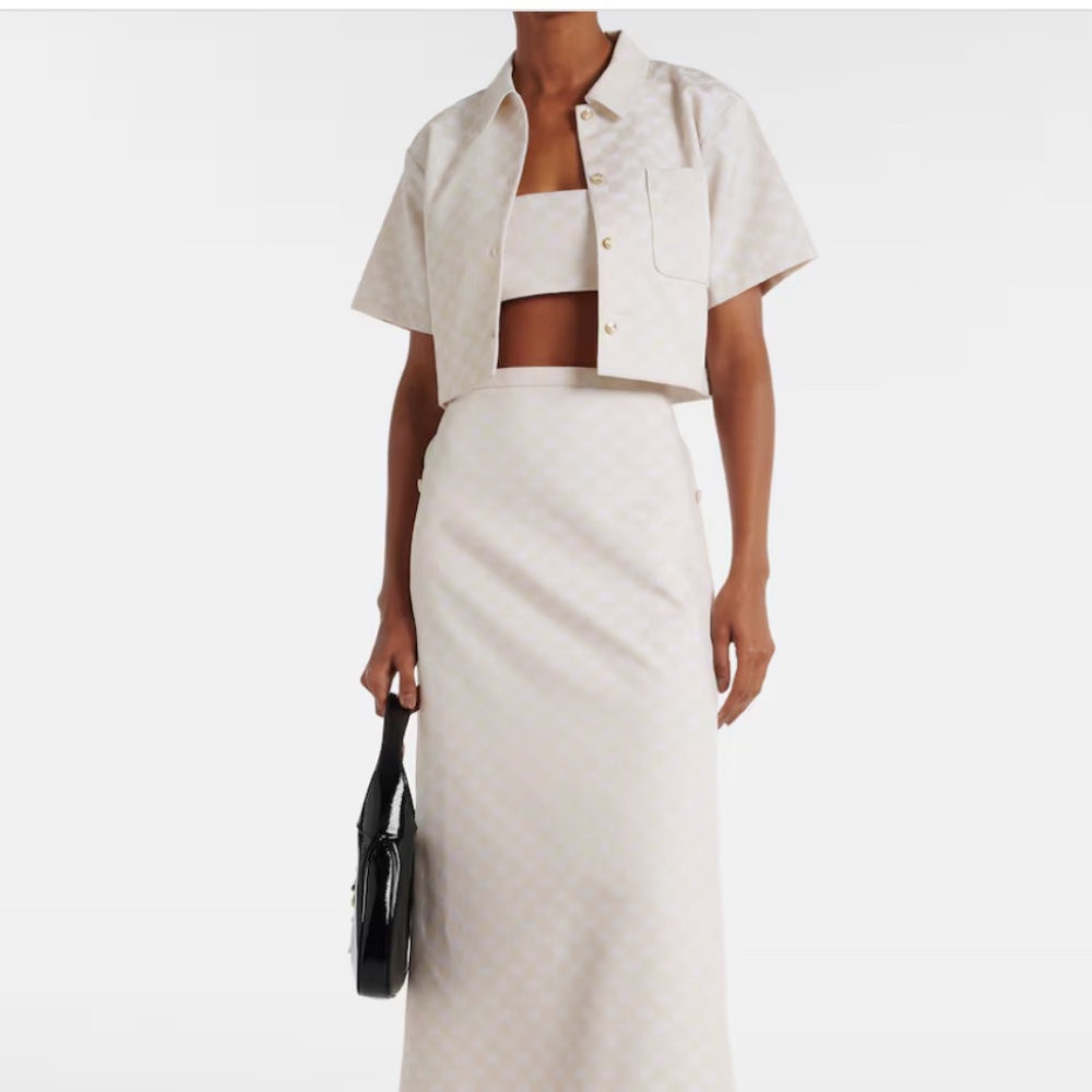 Full Gucci Set (Gabardine bra top. cropped shirt, midi skirt) Never worn